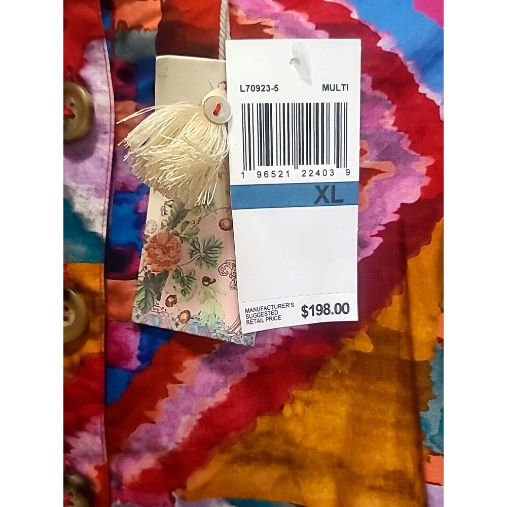 Johnny Was Summer Daydream Maxi Cotton Poplin Skirt XL NEW Beachy BOHO Rainbow - Picture 3 of 8